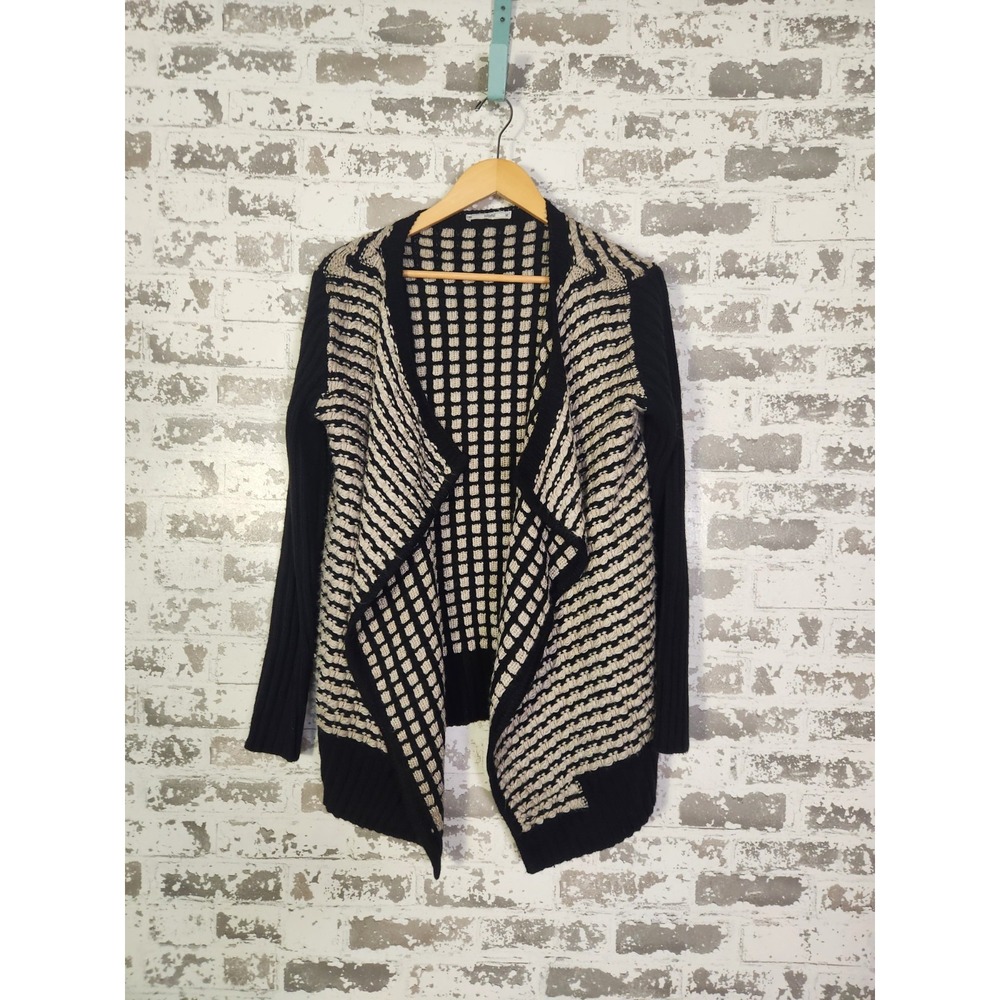 Sioni Wool Blend Waterfall Open‎ Front Cardigan Large Textured Boho Casual Chic